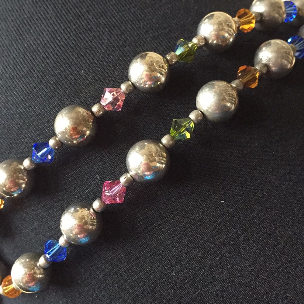 Wearable art silver frame fused glass/fun crystals - Picture 5 of 8
